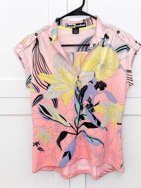 Jamie Sadock Floral Zip Golf Top – Women’s Small